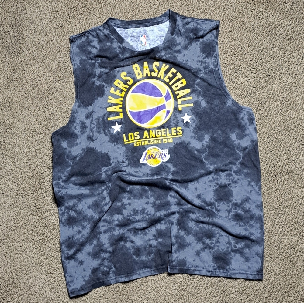 Los Angeles Lakers NBA Tie Dye Muscle Tank XL Oversized Basketball Streetwear Te